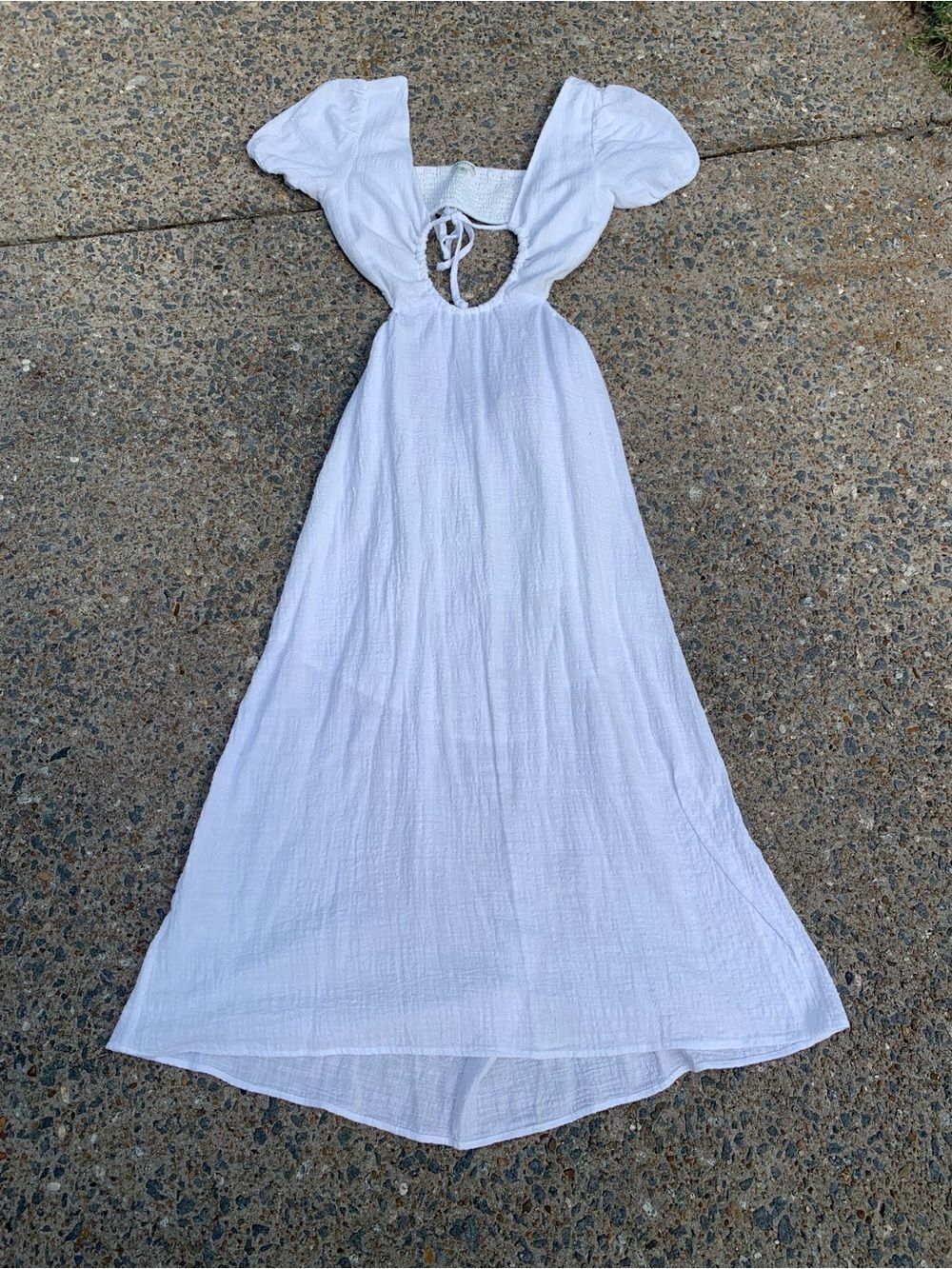 Earthbound White Peasant Cut Out Flowy Maxi Dress